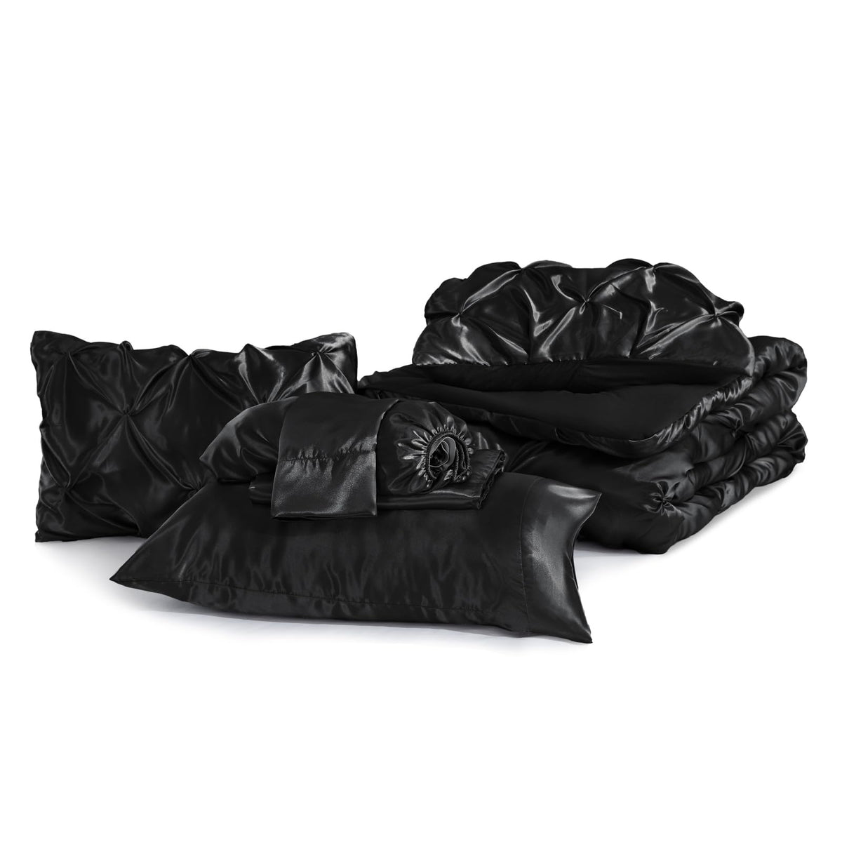 BEDELITE satin comforter queen deep-pocket fit up to 15 inches.