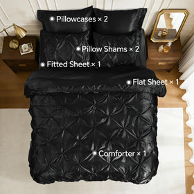 BEDELITE satin comforter queen pillowcases and shams complete the set.