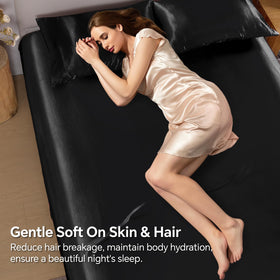 BEDELITE satin fitted sheet king elastic straps securing a snug fit