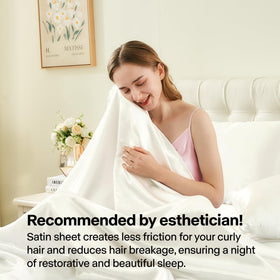 BEDELITE satin-like ivory sheets sheen demonstrates silk-smooth feel.