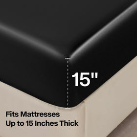 BEDELITE satin queen elastic corner straps delivering a snug, smooth fit