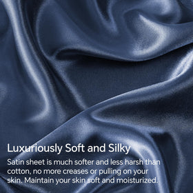 BEDELITE satin flat sheet highlighting luxurious drape and breathable comfort.