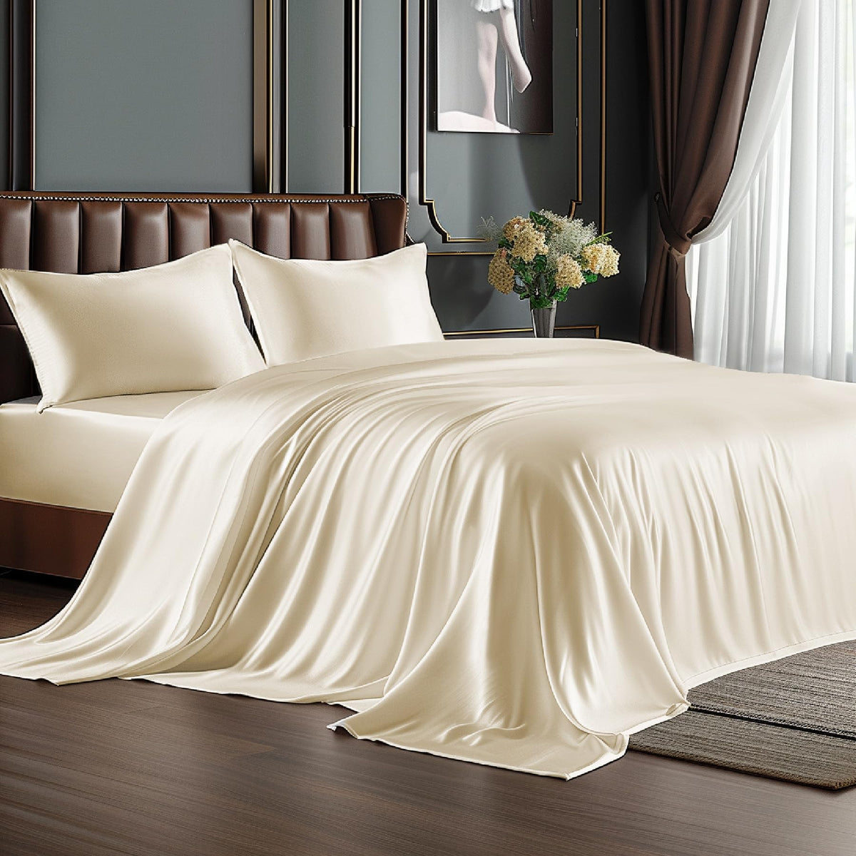 BEDELITE satin sheets close-up fabric, velvety softness for luxurious skin-friendly sleep