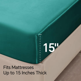 BEDELITE satin sheets in a stylish bedroom, bold color for a refined look