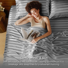 BEDELITE satin sheets deep-pocket fitted for mattresses up to 15 inches securely
