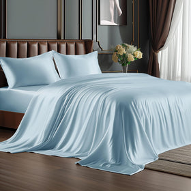 BEDELITE queen satin sheet with deep-pocket fitted for secure fit and luxurious feel