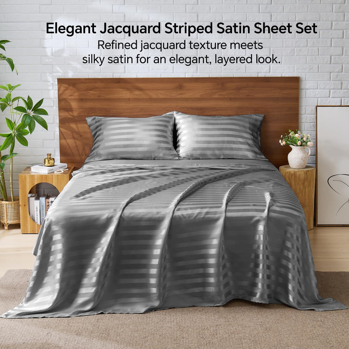 BEDELITE satin sheets feature elastic corner straps to prevent slipping for a smooth bed
