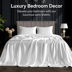 BEDELITE satin queen fitted sheet on mattress for snug fit and durability