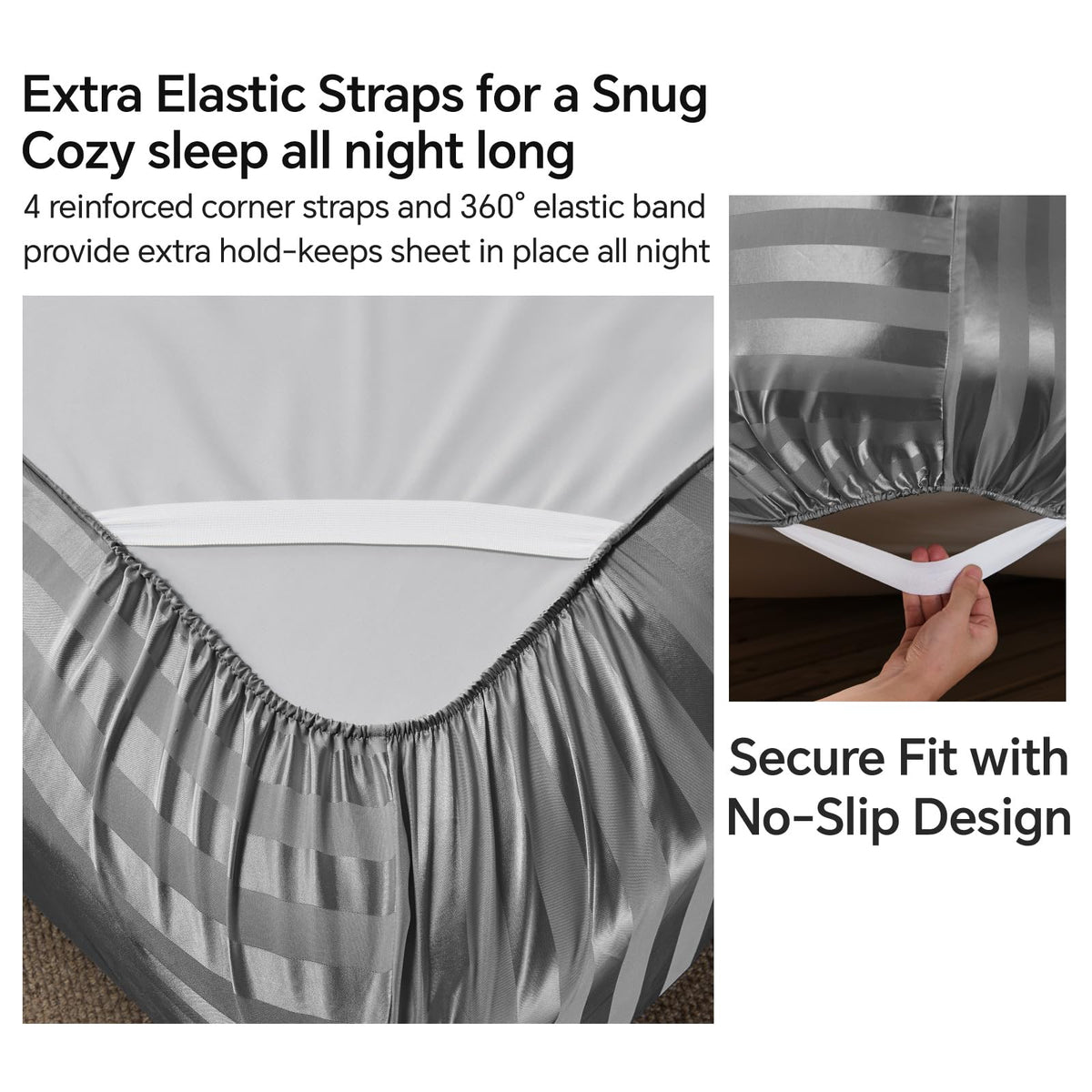 BEDELITE satin pillowcases included offer gentle surface to reduce friction and tangles