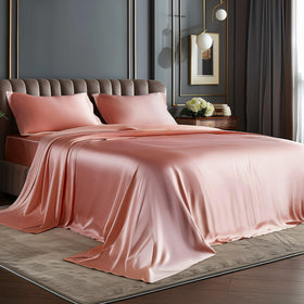 BEDELITE satin queen flat sheet in rose pink with silky texture for smooth sleep