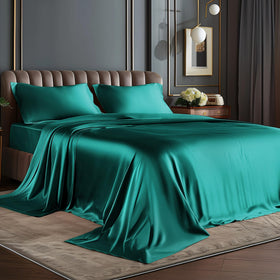 BEDELITE satin sheets texture close-up, silky-smooth feel for restful sleep