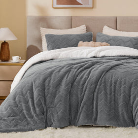 BEDELITE sherpa grey embossed design adds stylish texture and cozy decor.