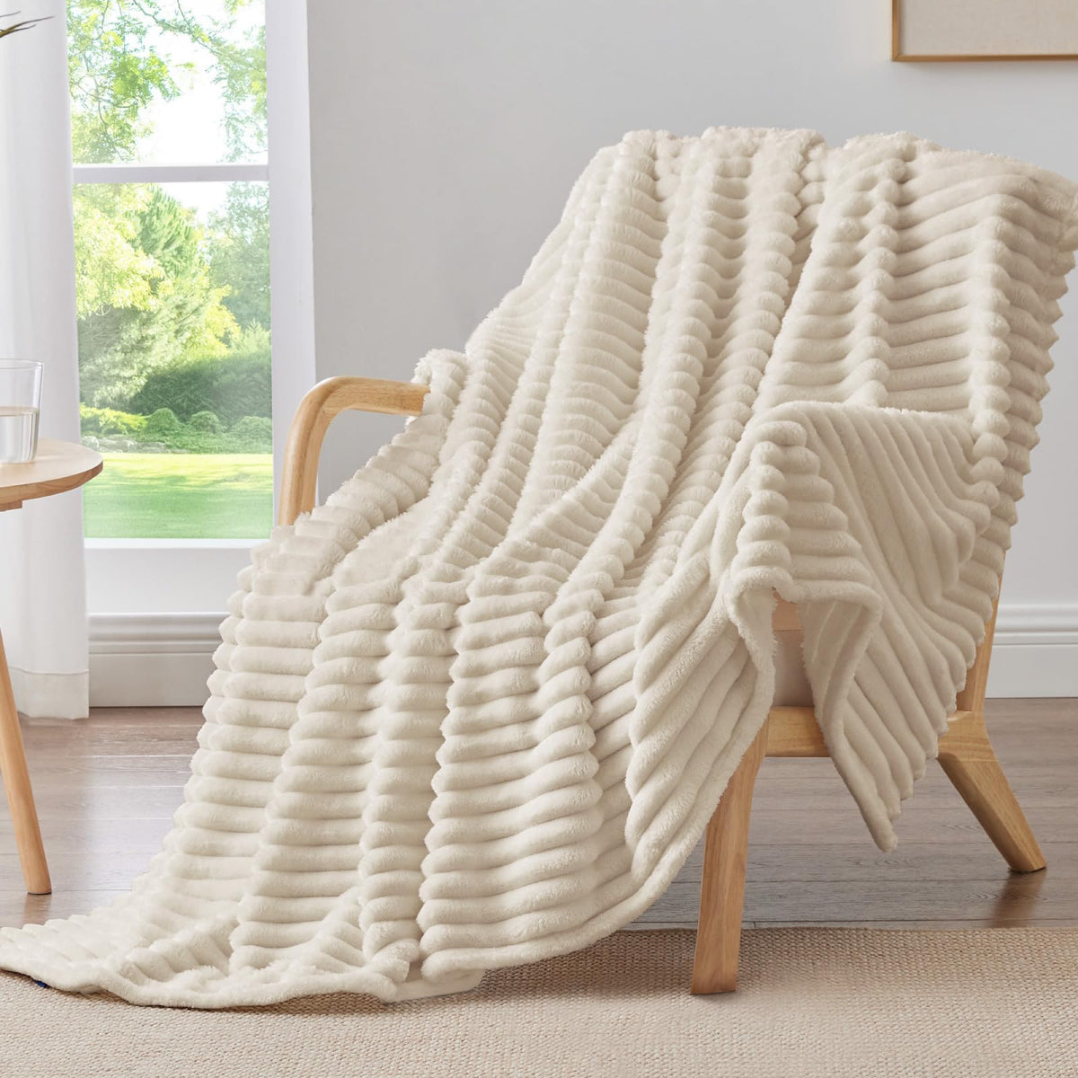 BEDELITE striped throw blanket adds cozy warmth to your sofa.