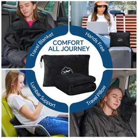 BEDELITE blanket clipped to backpack highlights secure, convenient travel setup.