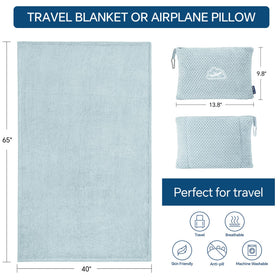 BEDELITE blue travel blanket displayed as a compact, breathable cover.