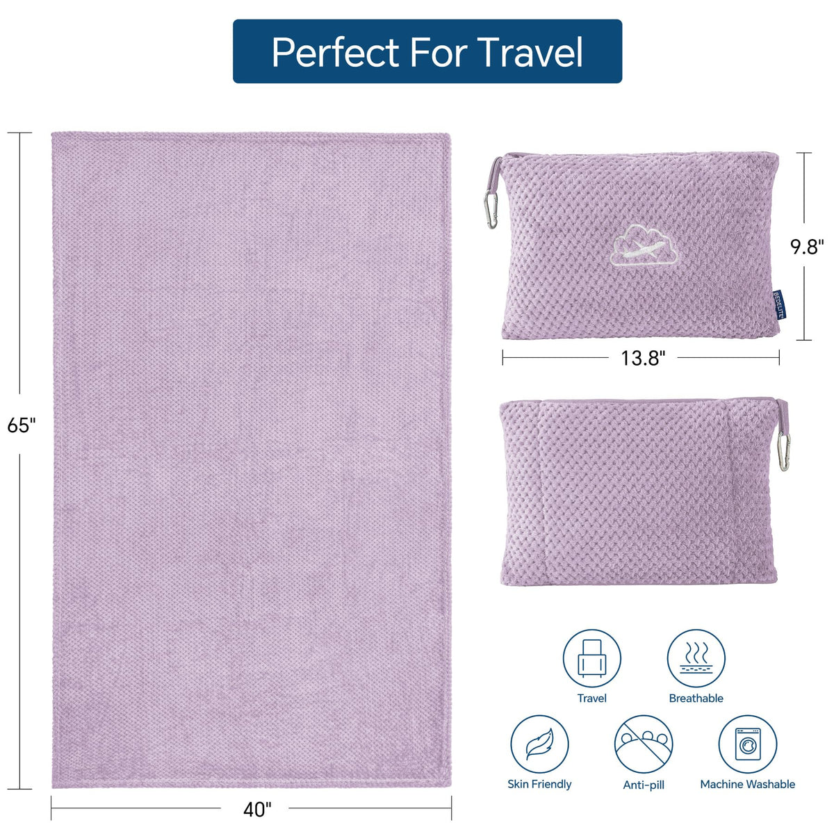 BEDELITE jacquard texture enhances premium look of lavender blanket