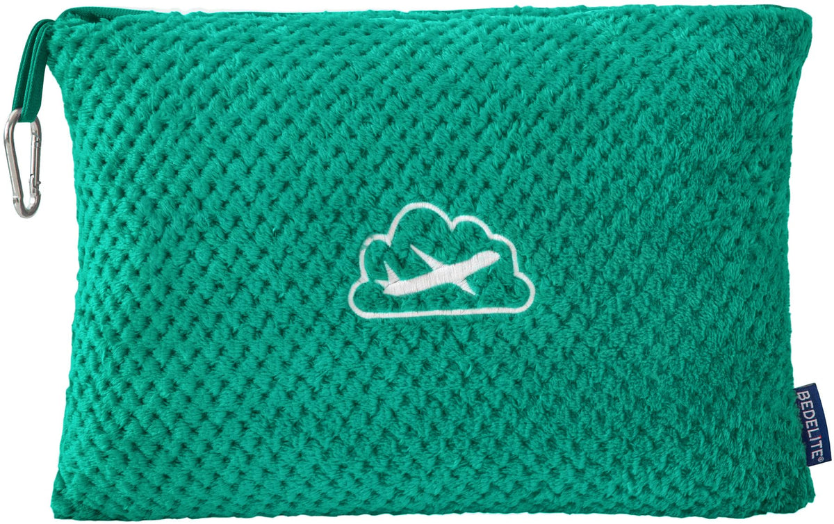 BEDELITE travel blanket in teal provides cozy warmth for journeys.