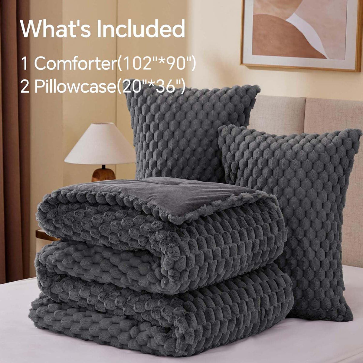 BEDELITE two grey pillowcases complete the cozy set