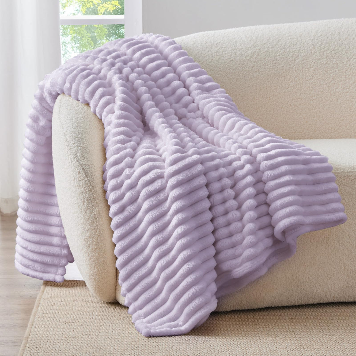 BEDELITE upgraded-striped blanket closeup showing 3D texture and depth