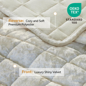 BEDELITE velvet quilt cream white fabric reflects light for an elegant glow