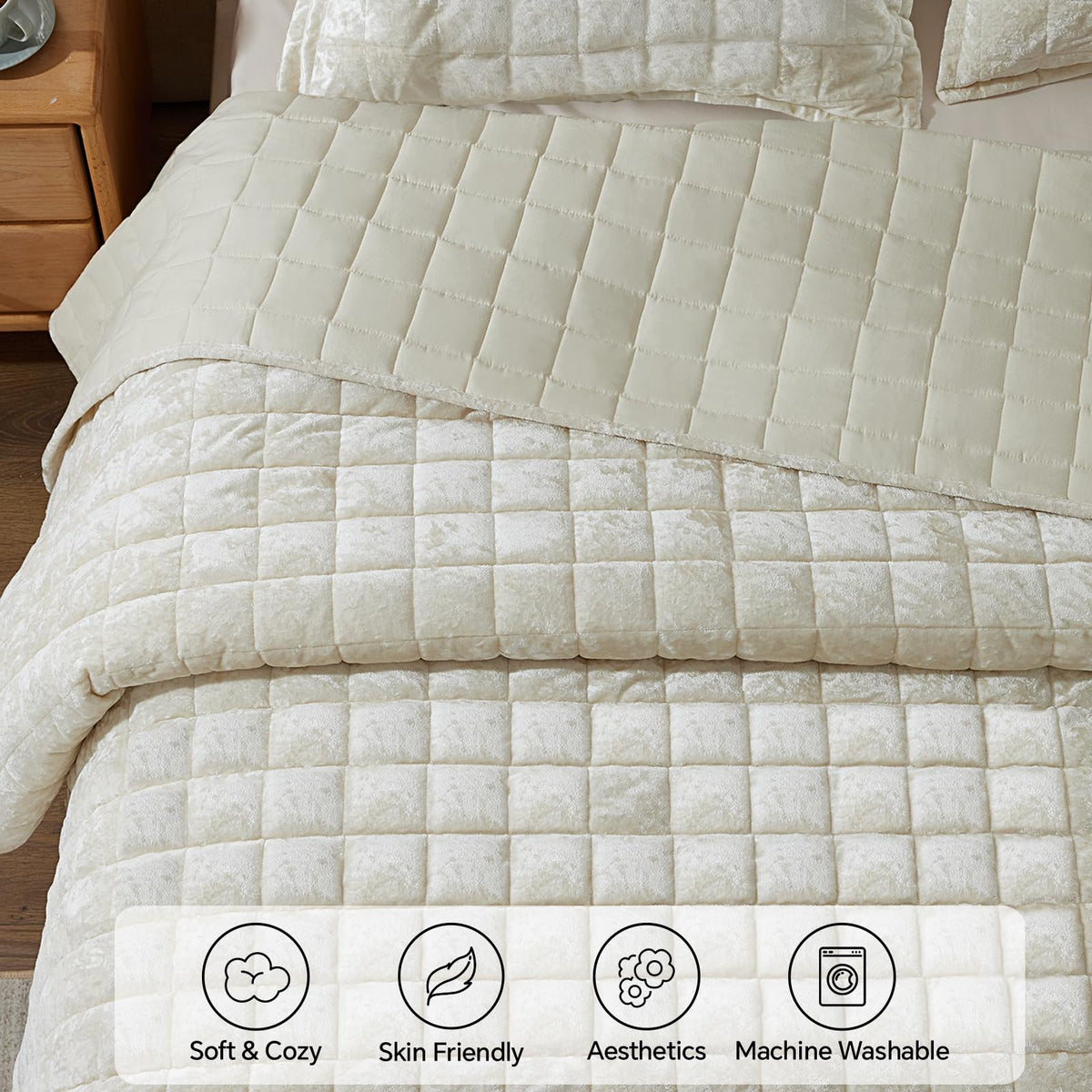 BEDELITE velvet quilt durable stitching helps prevent bunching for longevity