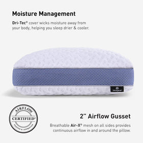 Air-X mesh detail on Bedgear Balance 2.0 pillow enhances breathability and heat regulation.
