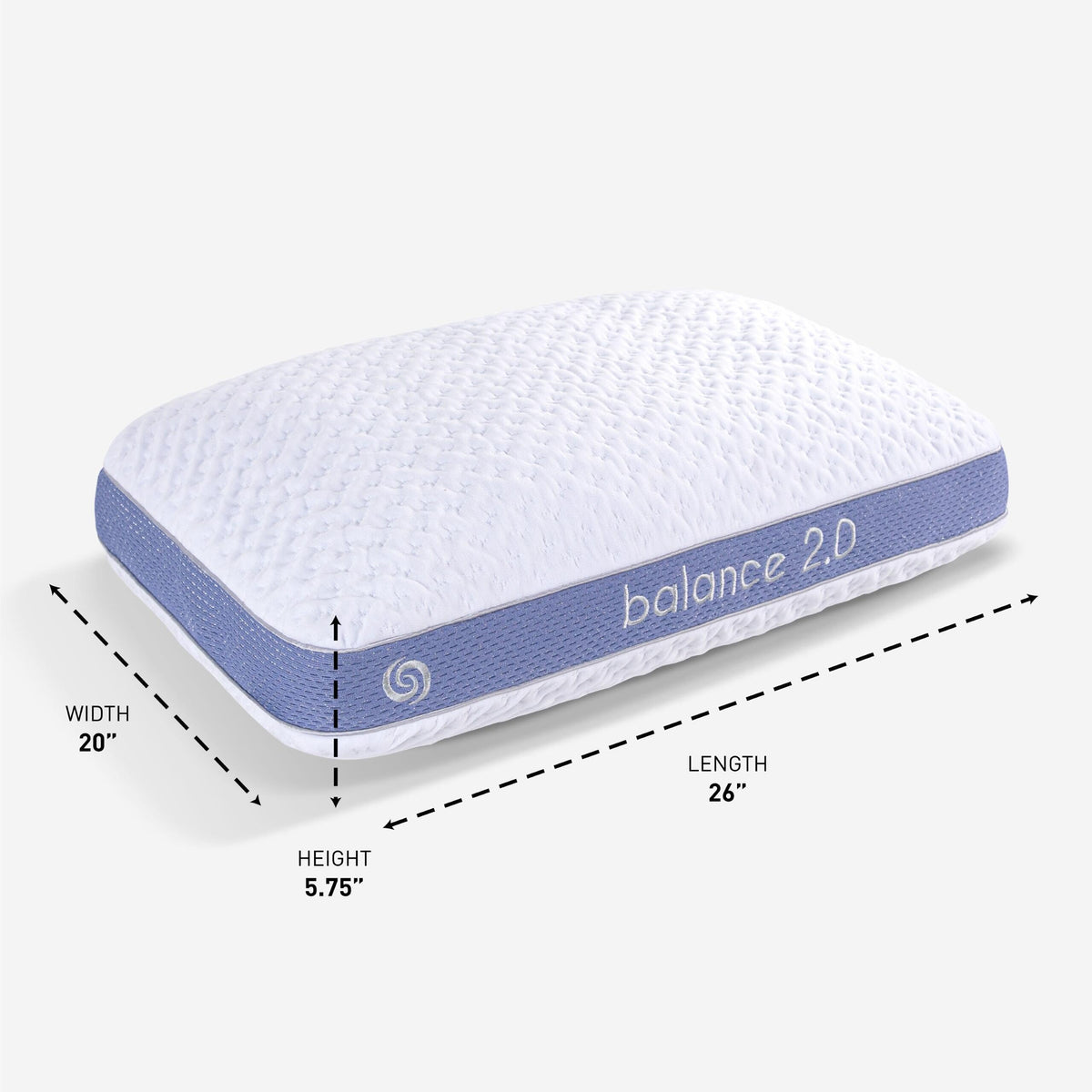 Removable cover closeup on Bedgear Balance 2.0 pillow for easy cleaning.