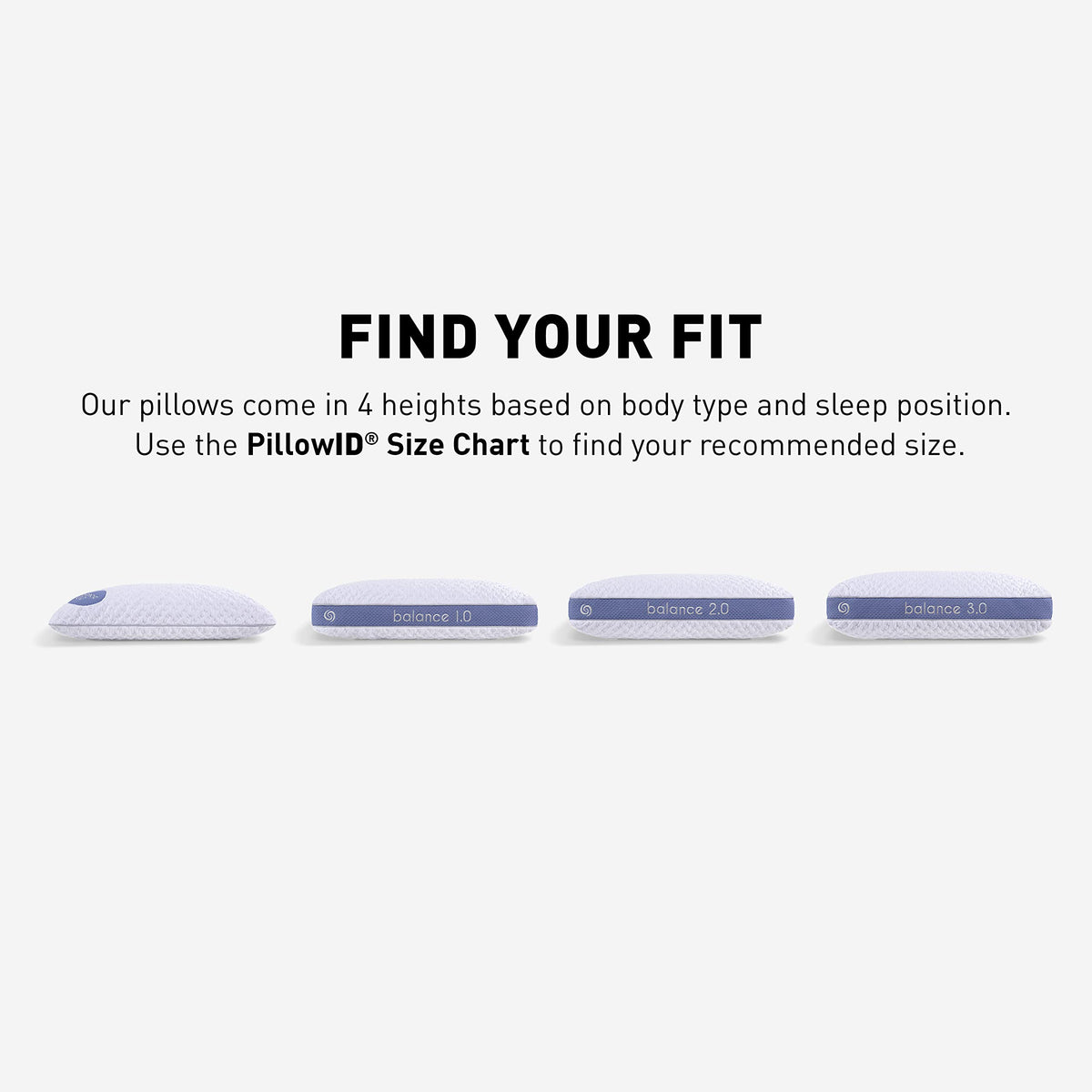 Illustration of using Bedgear Balance 2.0 for side, back, and stomach sleeping.