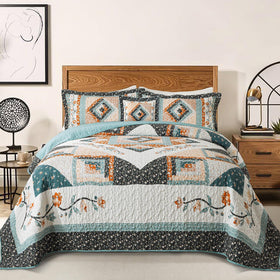 Bedifany garden floral king quilt with vibrant petals for cozy bedroom decor.