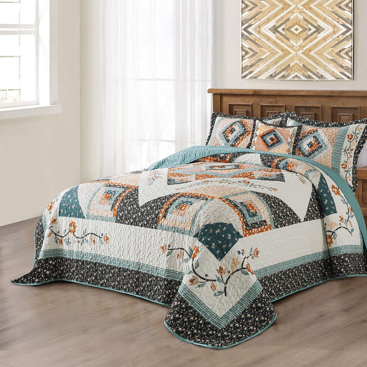 Bedifany lightweight king quilt set showing breathable all‑season design.