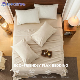 Bedlifes serene bedroom scene highlights cooling linen ideal for warm nights.