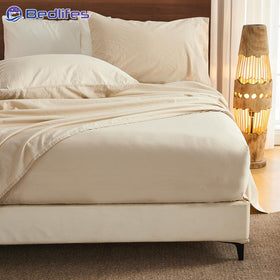 Bedlifes eco-friendly linen label underscores natural sourcing and long-lasting quality.