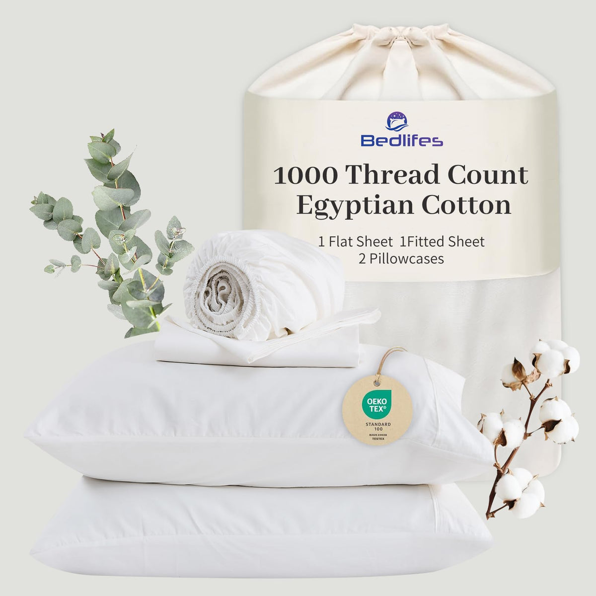 Bedlifes Egyptian cotton sheets close-up weave highlights premium softness and breathability