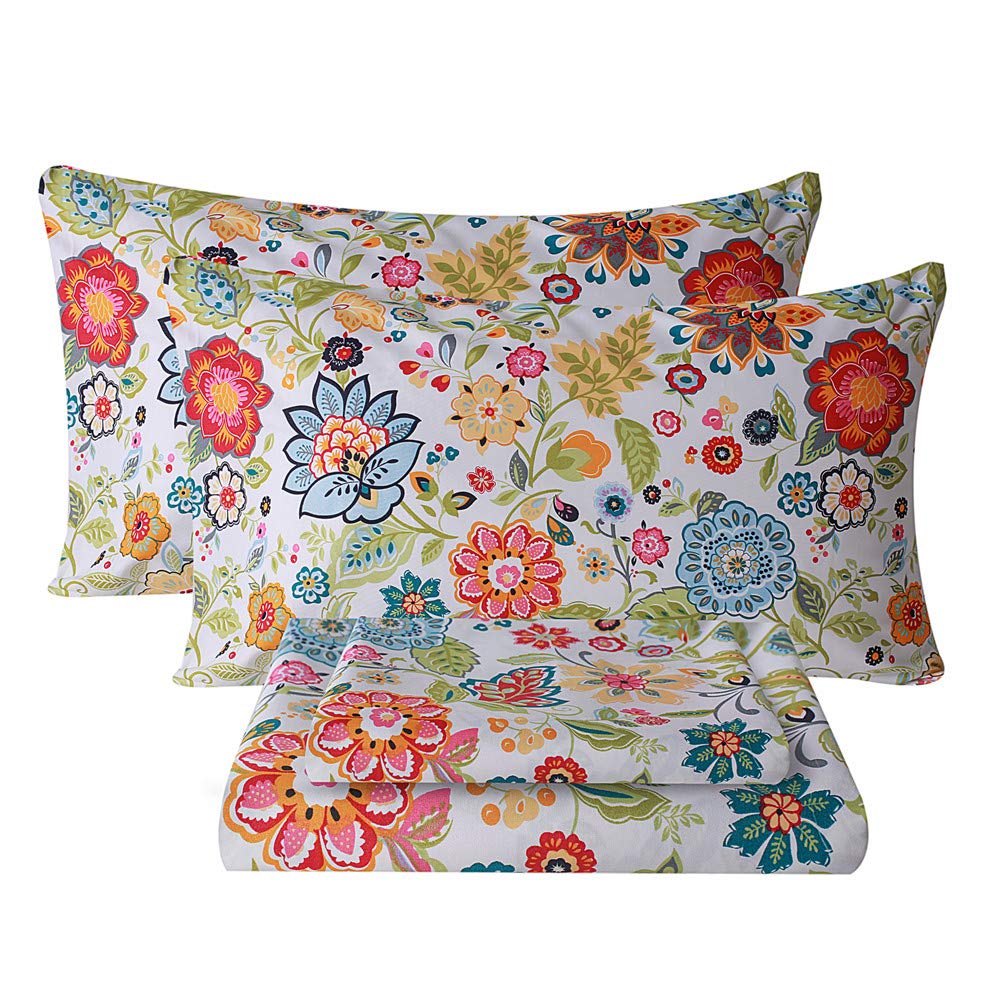Bedlifes King Sheet Set ultra-soft floral-pattern offers luxurious comfort and vibrant room appeal.