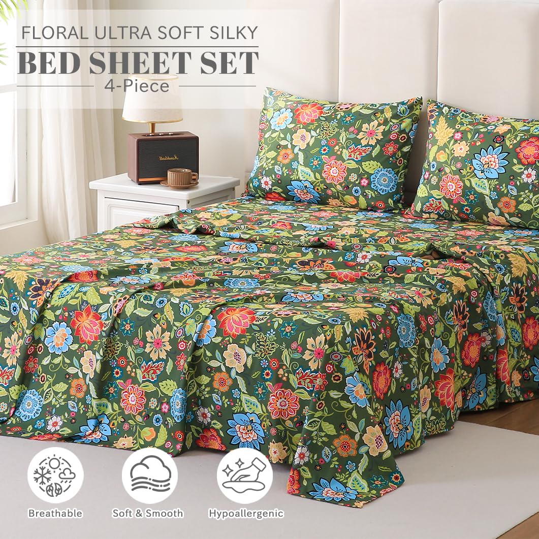Bedlifes queen sheet set floral pattern adds elegant bedroom flair