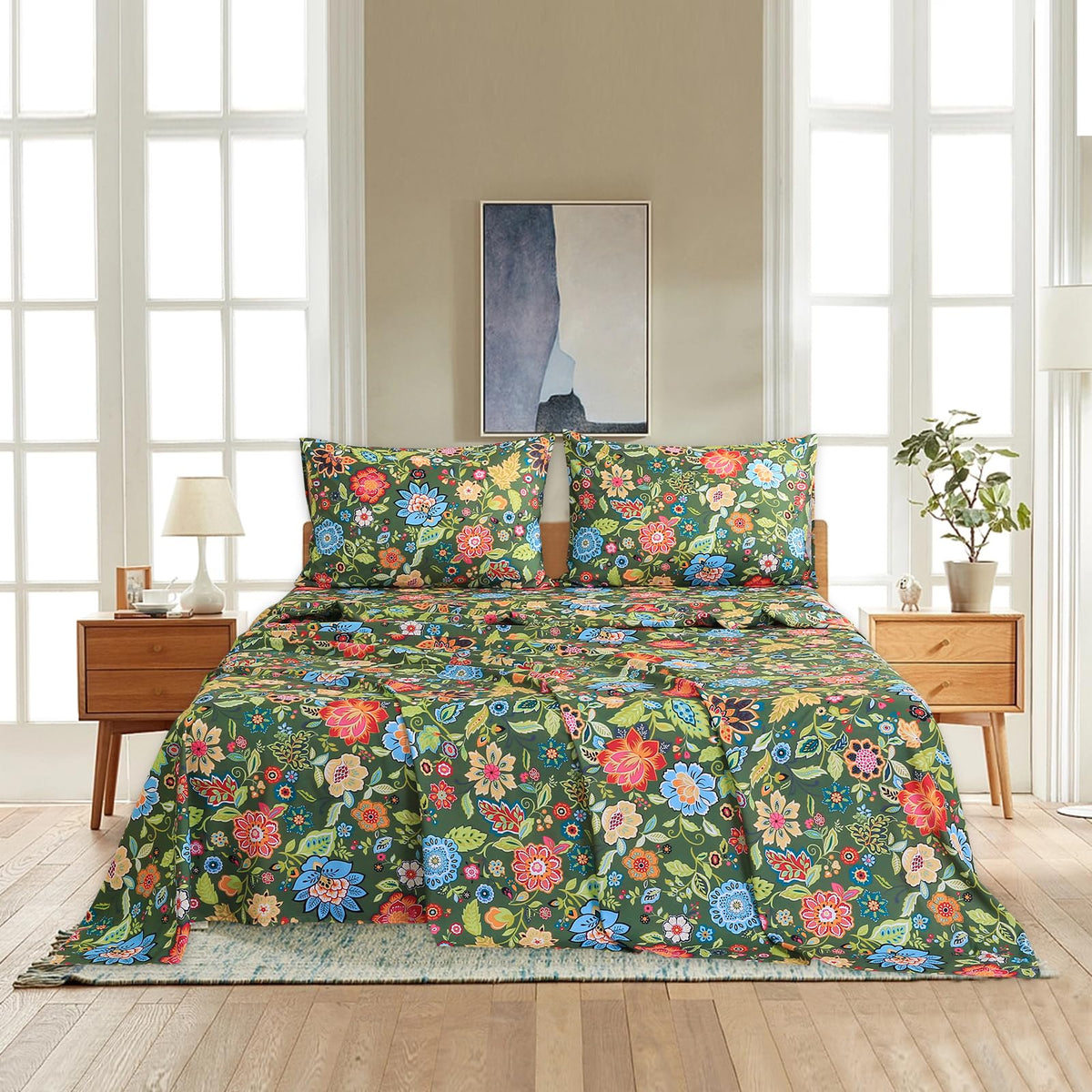 Bedlifes queen sheet set vibrant print maintains color after washes