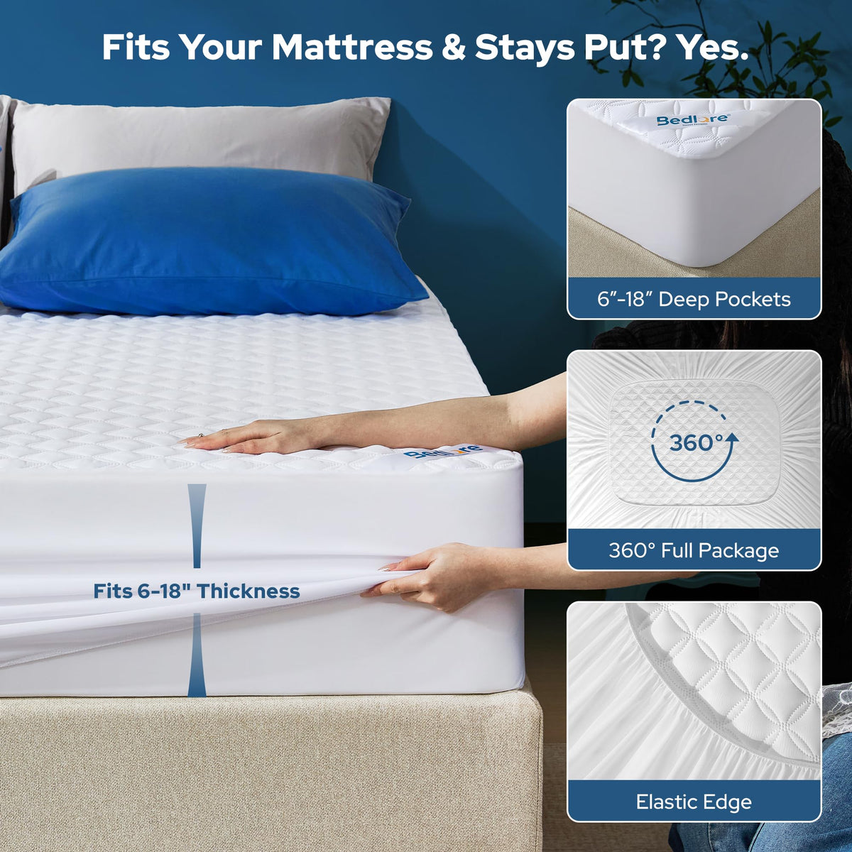 Bedlore queen protector with soft microfiber top for breathable comfort