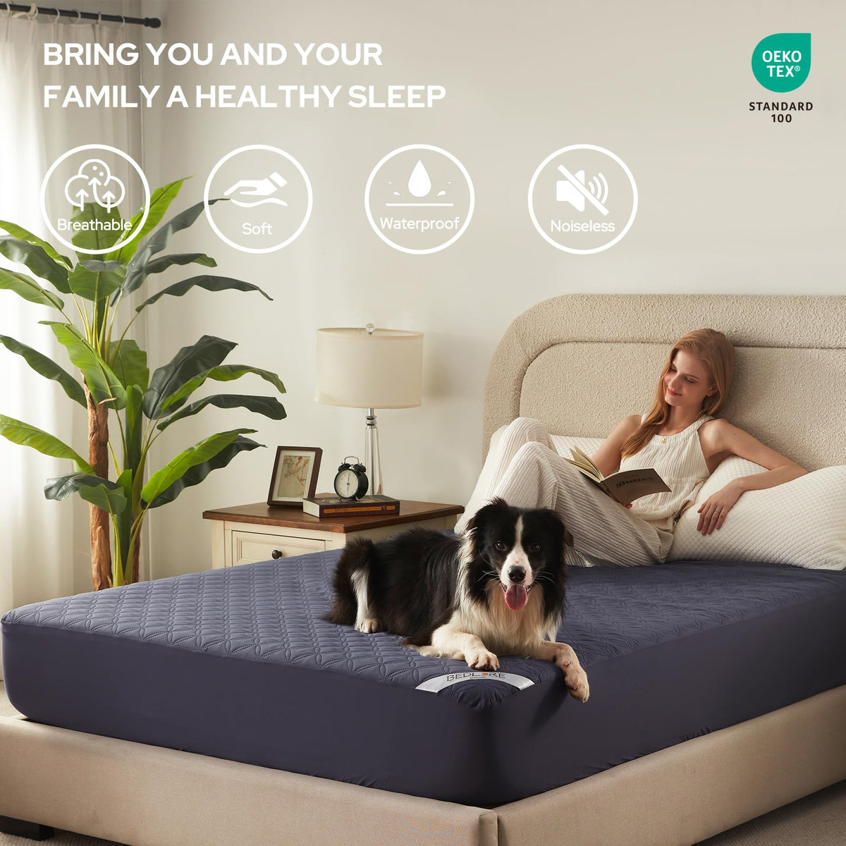 Bedlore 360-degree deep-pocket design fits mattresses up to 18 inches