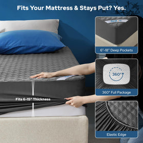BEDLORE 360-degree deep pocket design secures the protector to mattresses up to 18 inches.