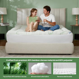 BEDLORE bamboo-viscose topper delivers breathable, cooling sleep.