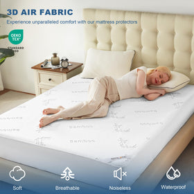 BEDLORE deep-pocket skirt ensures secure fit on your queen mattress.