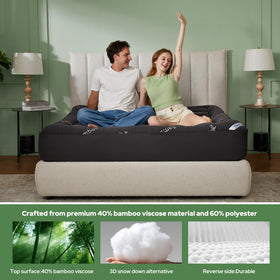 BEDLORE full-size topper in dark gray enhances mattress feel while protecting against movement.