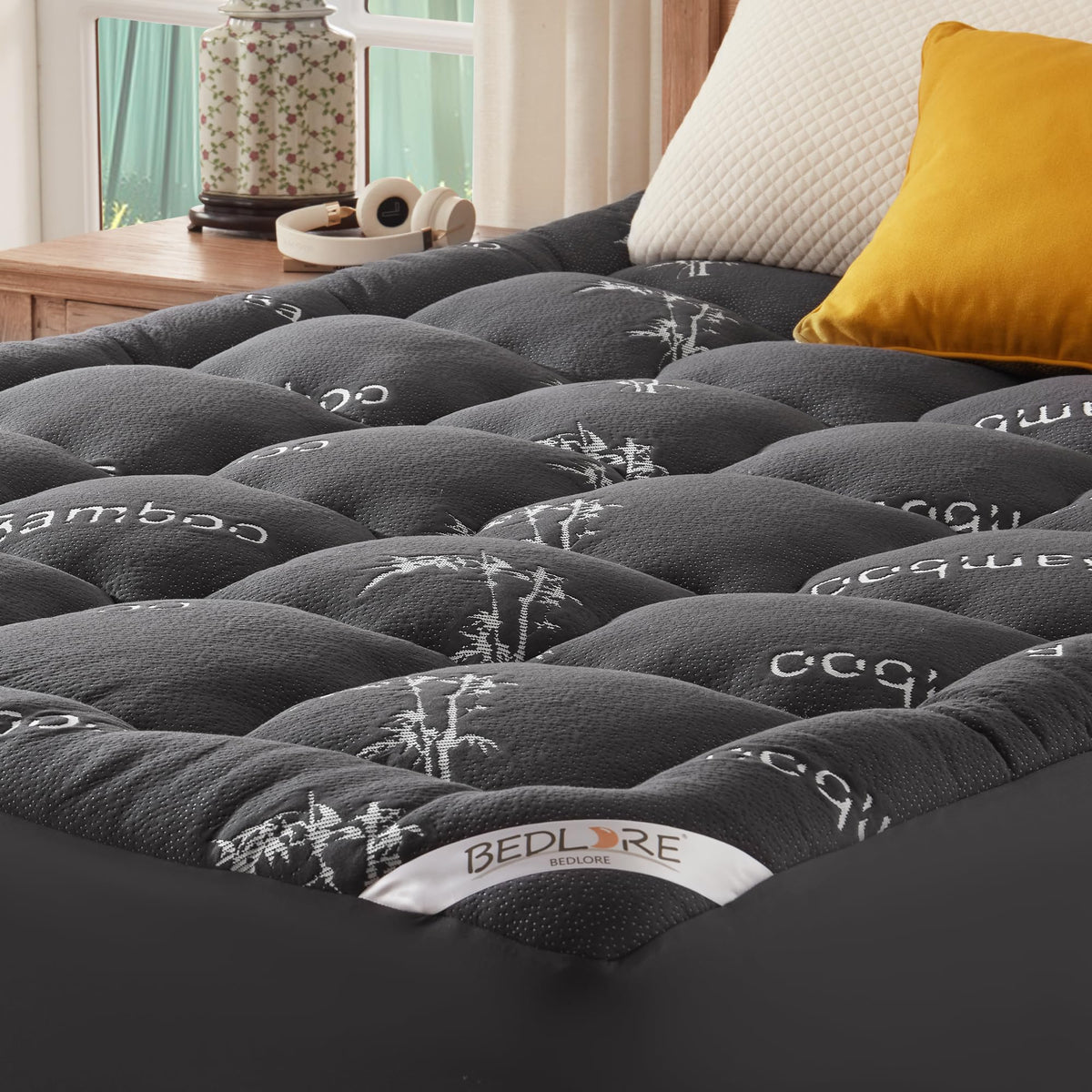 BEDLORE King bamboo viscose topper for breathable comfort on a king bed