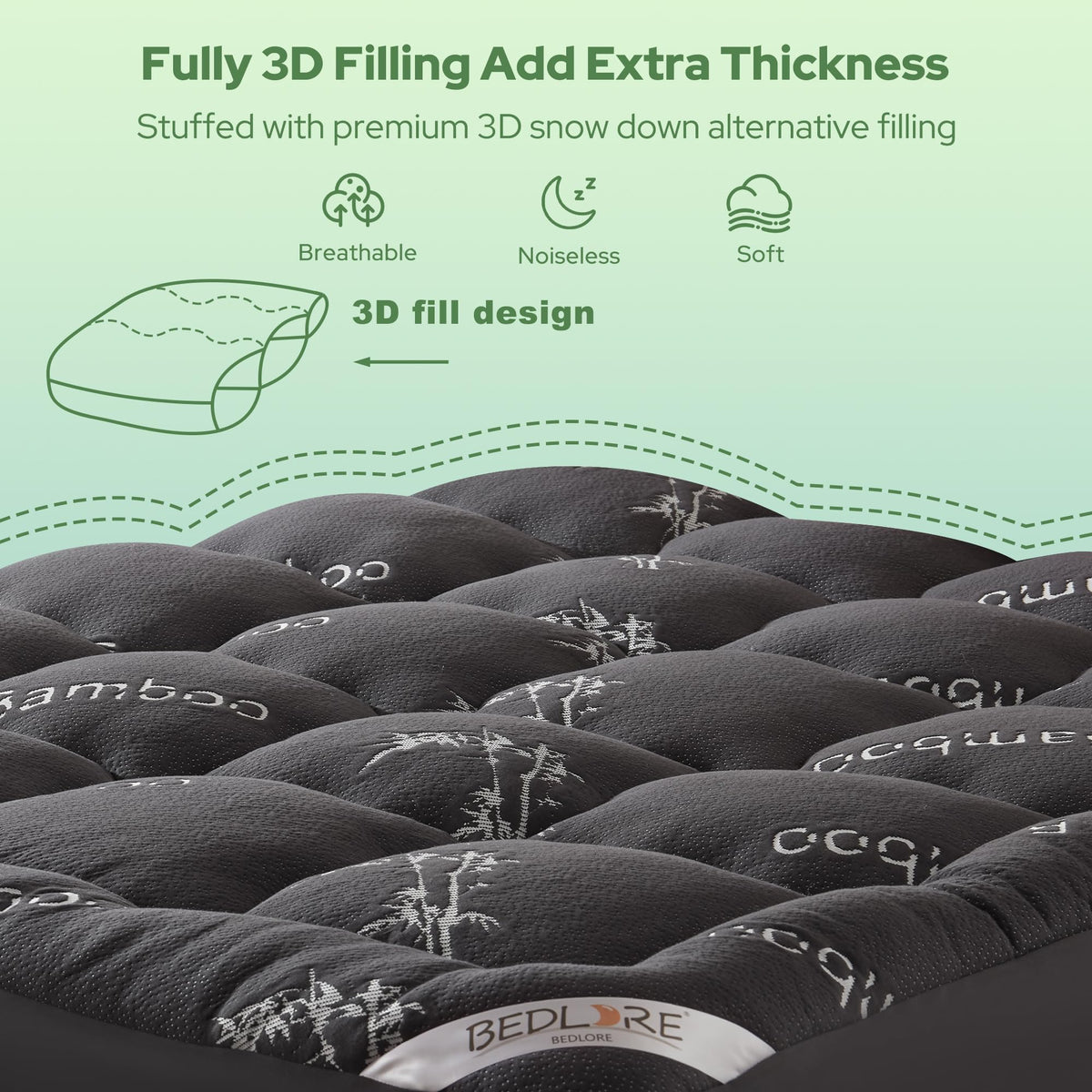 BEDLORE King breathable topper regulates temperature for hot sleepers