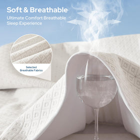 BEDLORE King Mattress Protector elastic skirt hugs the bed for a snug fit.