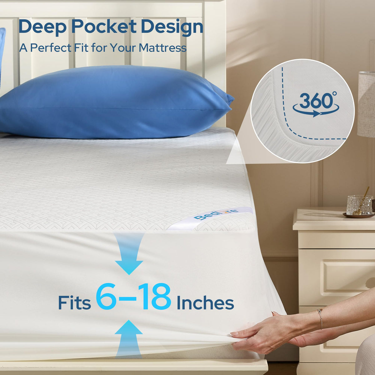BEDLORE King Mattress Protector is machine washable for easy cleanup.