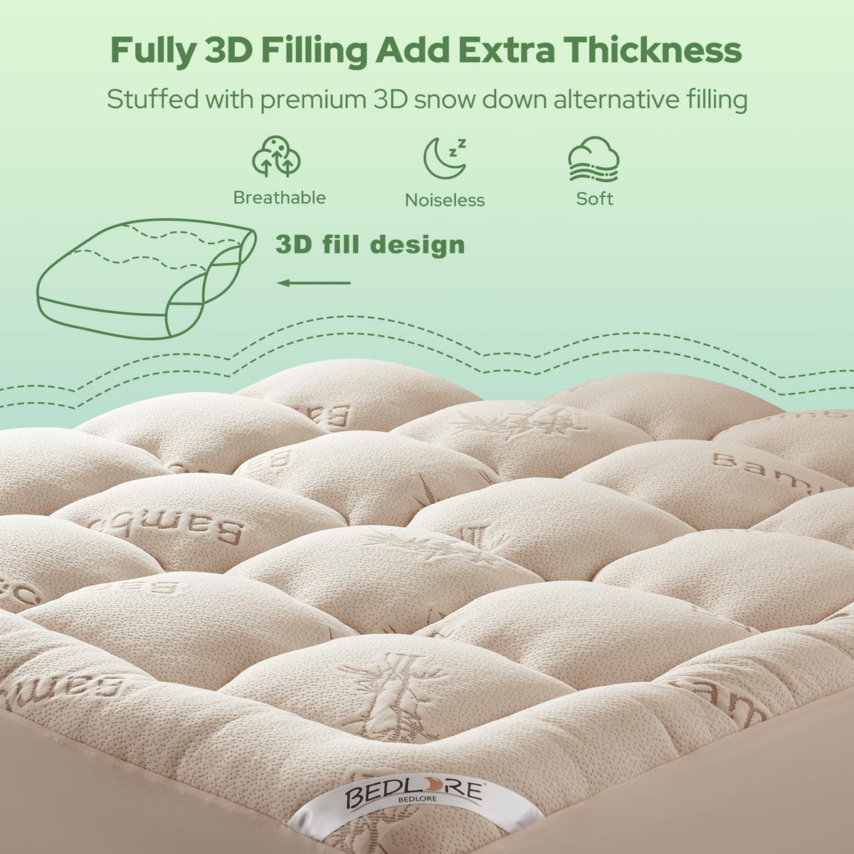 Bedlore King topper is machine washable for easy care and freshness.