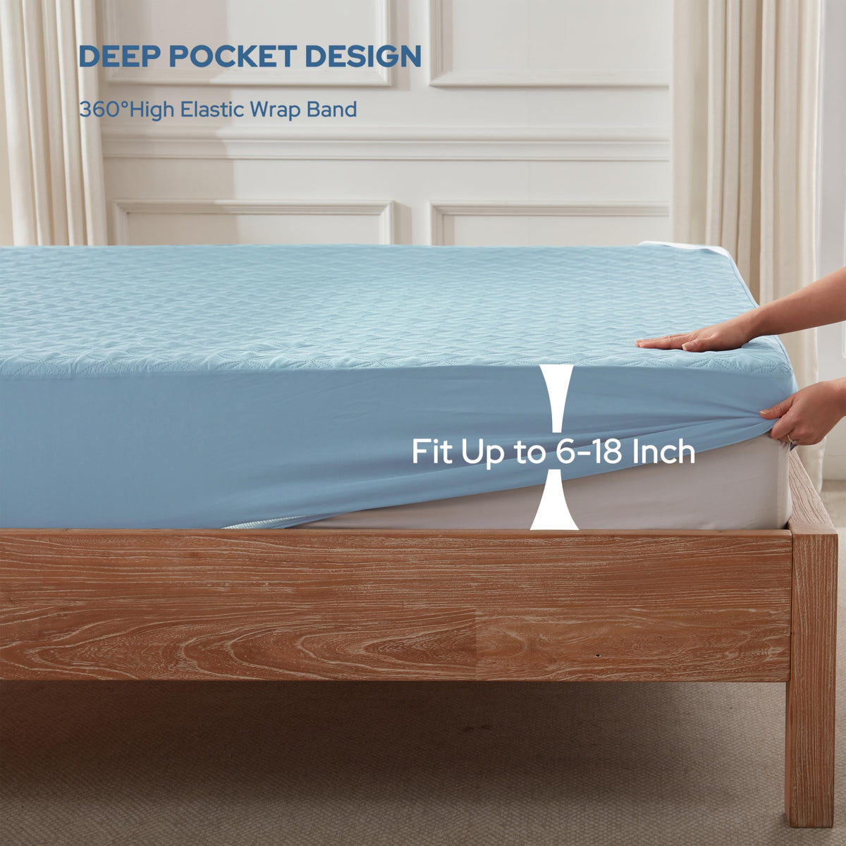 BEDLORE noiseless fabric keeps sleep undisturbed during movement.