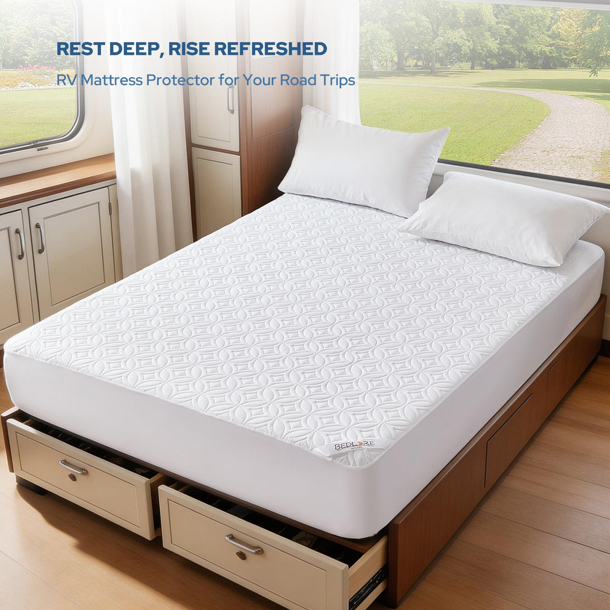 BEDLORE noiseless, ultra-soft fabric ensures quiet, comfortable sleep.