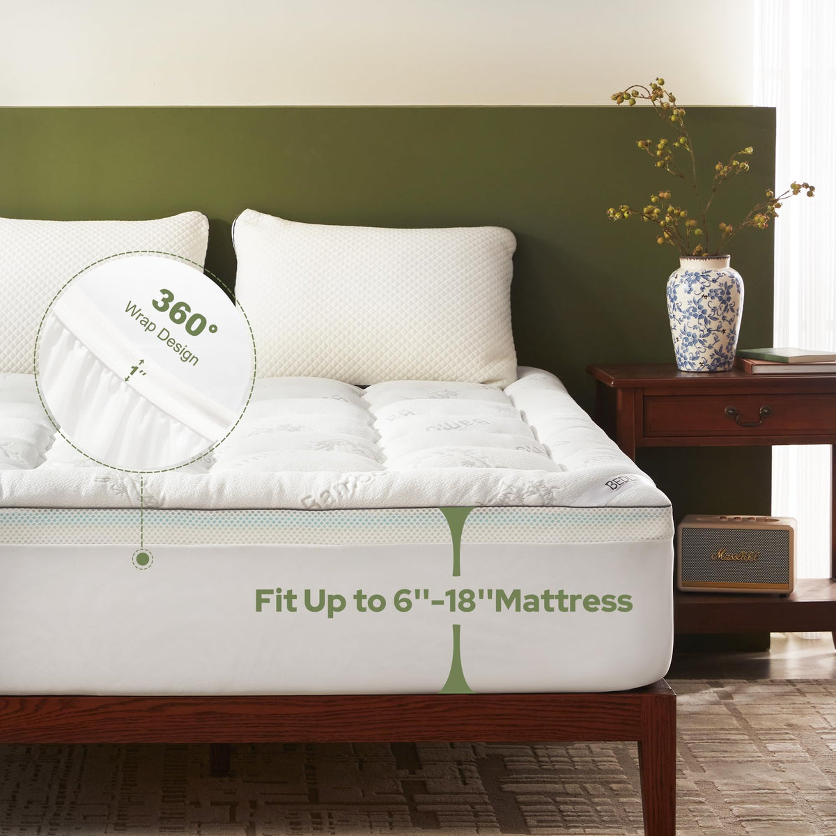 BEDLORE open-cell foam with bamboo cover promotes breathable airflow.
